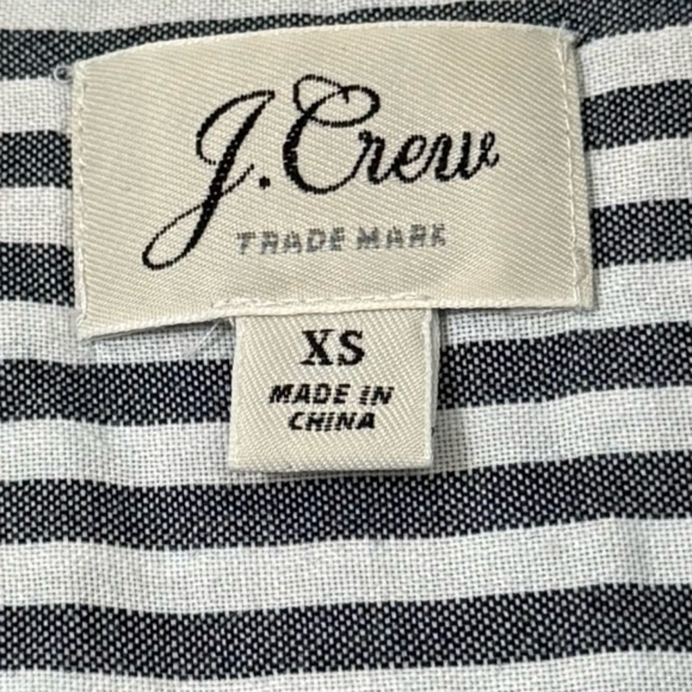 J.Crew Blue White Vertical Stripe Cotton Button Down Shirt XS Nautical Preppy - Picture 9 of 11